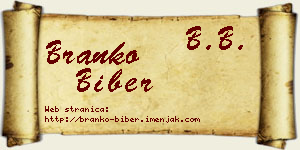 Branko Biber vizit kartica